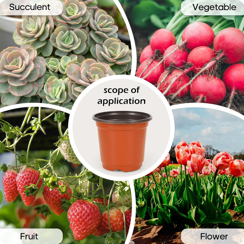 4 Inch 300 Pack Plastic Nursery Pots with Drainage Holes with 300pcs Labels | Garden Flower Pots,for Transplanting,for
