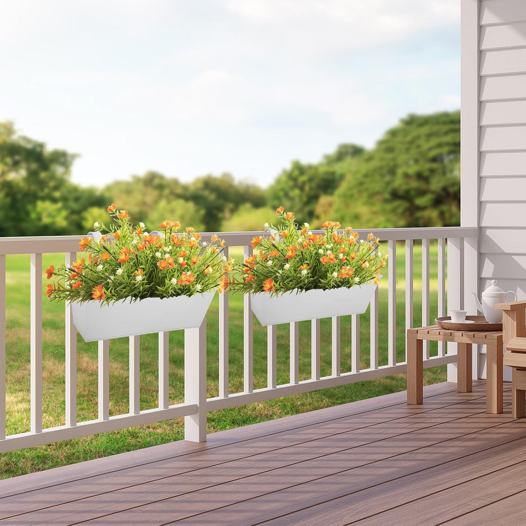 Railing Planters Outdoor Balcony 16 Inch Deck Over The Railing Planter Boxes Hanging Planters for Fence Flower 5 Pcs