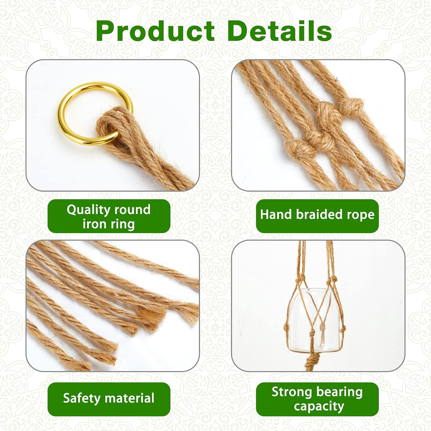 Newwiee 20 Pcs 48 Inches Macrame Plant Hangers Jute Rope Plant Holder Plant Hanger Indoor Rope Plant Hanger for Home