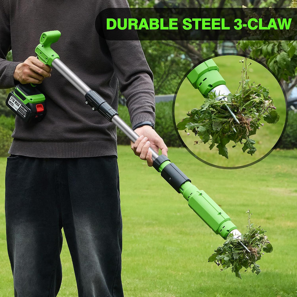 Electric Stand Up Weed Puller Tool with 3.0Ah Battery, Deep Root Removal Adjustable Handle Weeding Tool, Garden