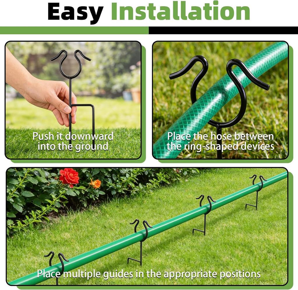 U0U 5 Pack Garden Hose Guide Spike,14Inch Metal Hose Guides for Garden,Heavy Duty Hose Guide Stakes for Keeps Garden