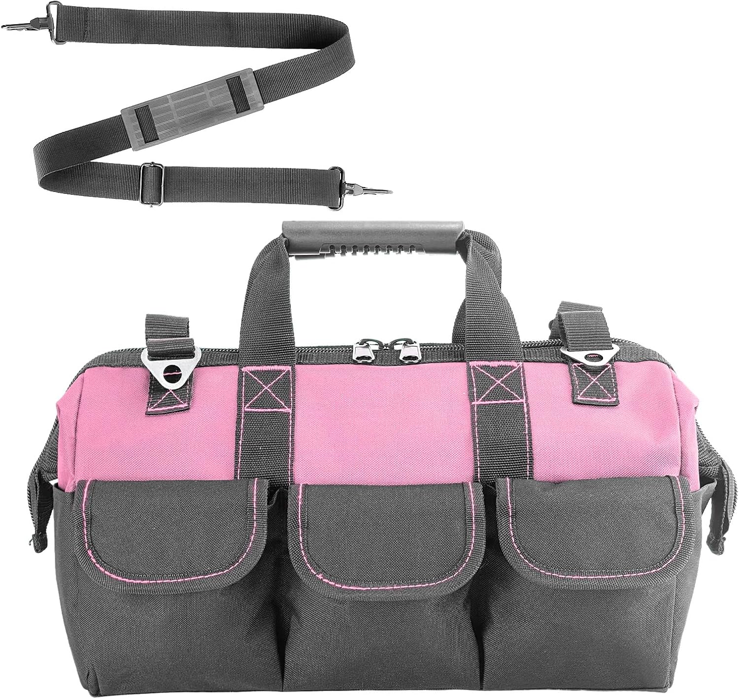 Garden Tools Bag 16inch Wide Mouth Women's Tool Bag with Molded Base and Plastic-Padded, Inside Pockets for Tool