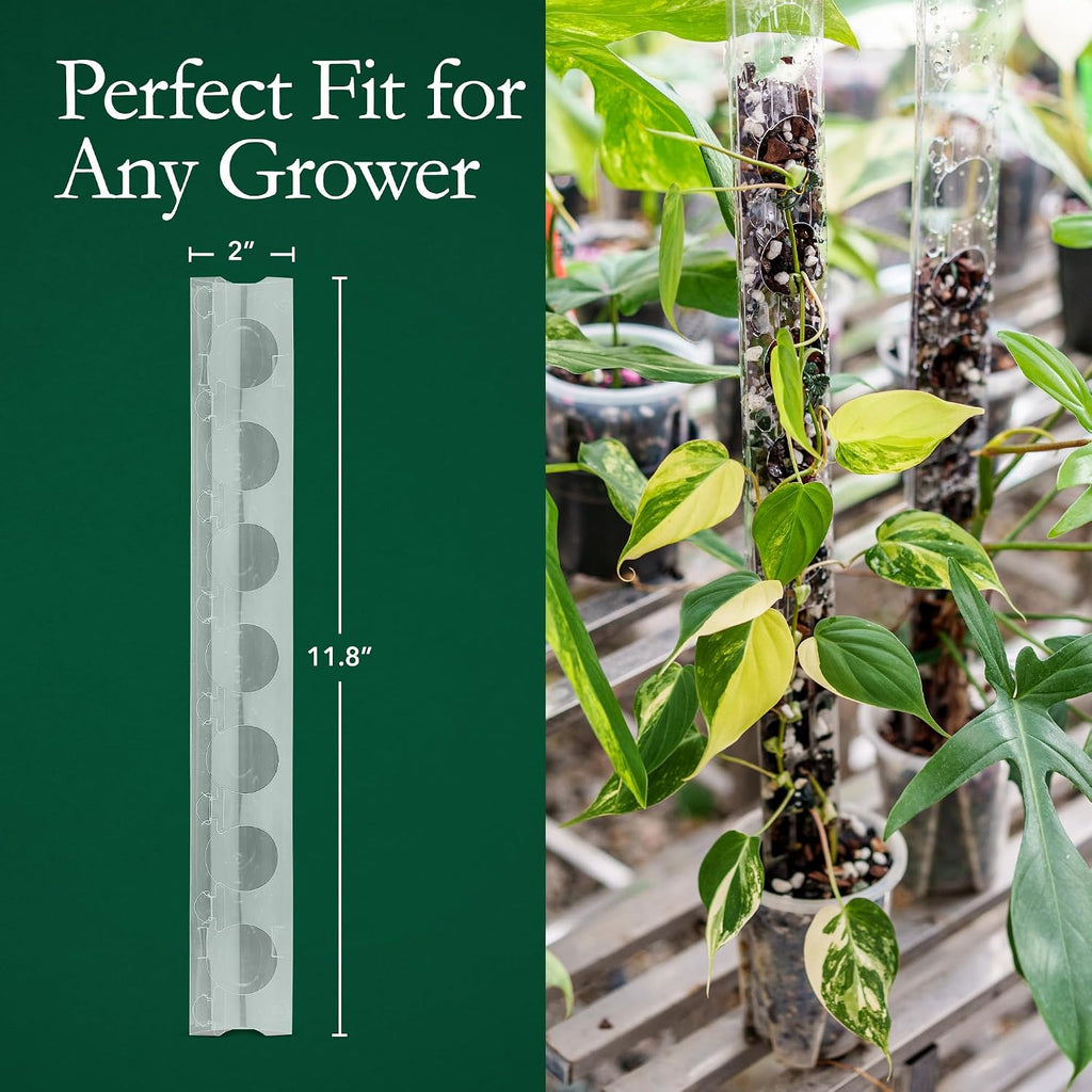 V3 GrowPole Small 10 Pcs - Front Opening Plastic Moss Poles for Climbing Plants, D-Shaped Moss Pole for Monstera Plant
