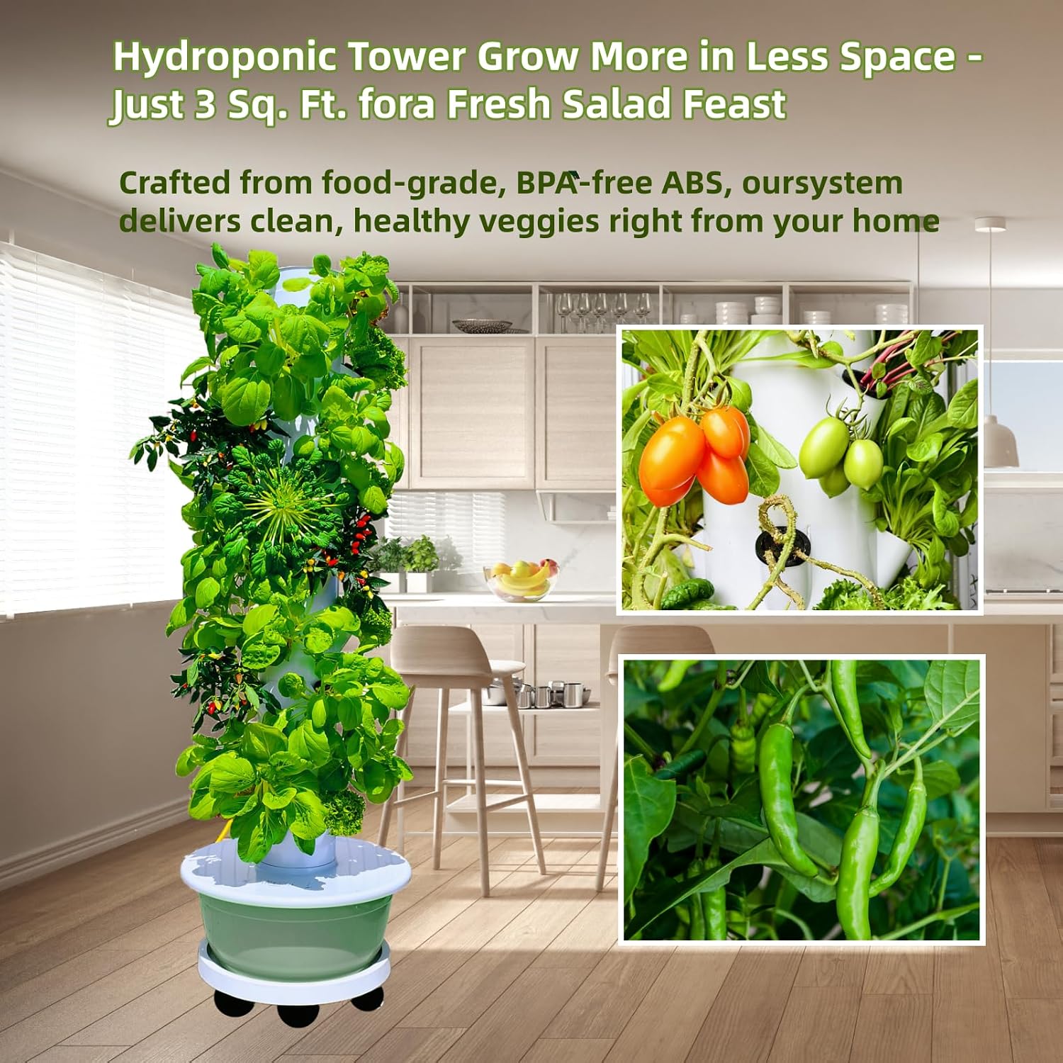 Hydroponic Growing System, Vertical Garden Tower Automatic Timer 36 -Pod | Automatic Watering System with Timer Indoor