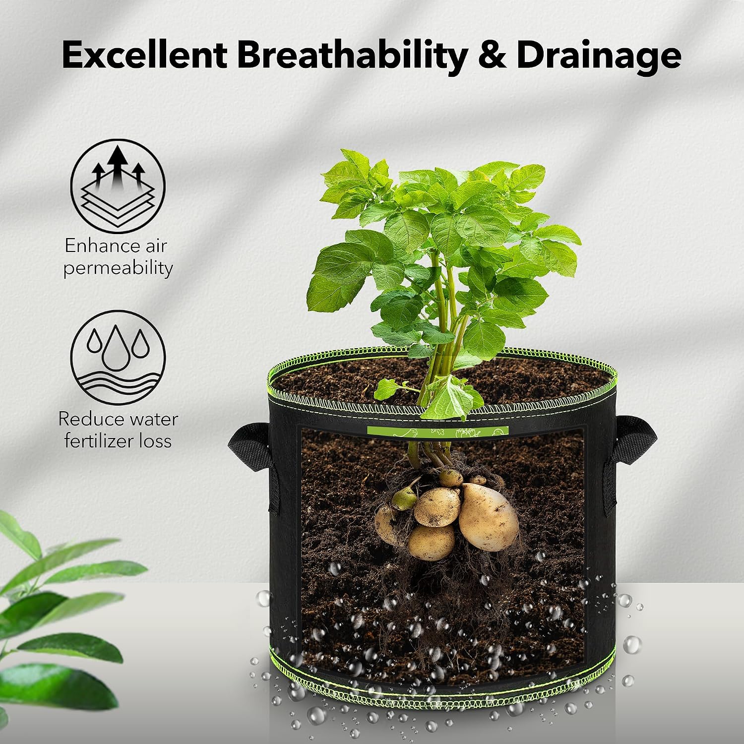 BN-LINK Seedling Heat Mat 10" x 20.75"-2 Pack and 5 Pack 5 Gallon Grow Bags