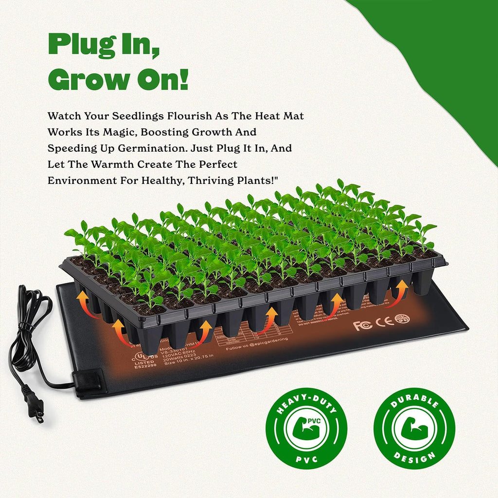Seedling Heat Mat for Plants – High-Performance 20W Heavy-Duty PVC Heating Mat for Seed Germination, Plant Growth, &