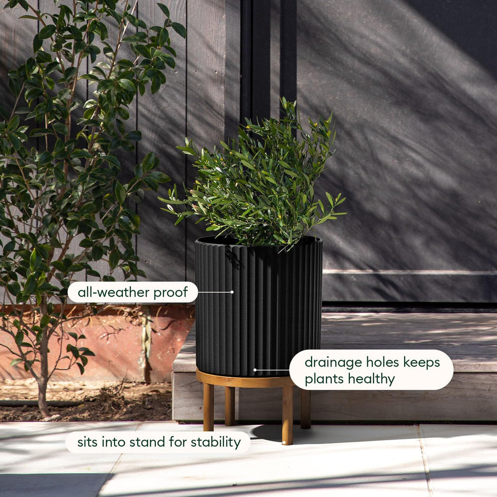 Veradek Demi Series Raised Planter - Round Planter with Stand | Made From a Durable Plastic-Stone Composite & Comes