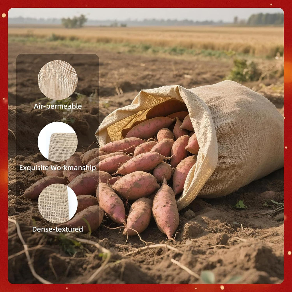 6 Pcs Burlap Bags, 29.53*19.69 Inch Natural Jute Single Burlap Sacks | Reusable & Breathable Plant Grow Bags with Rope