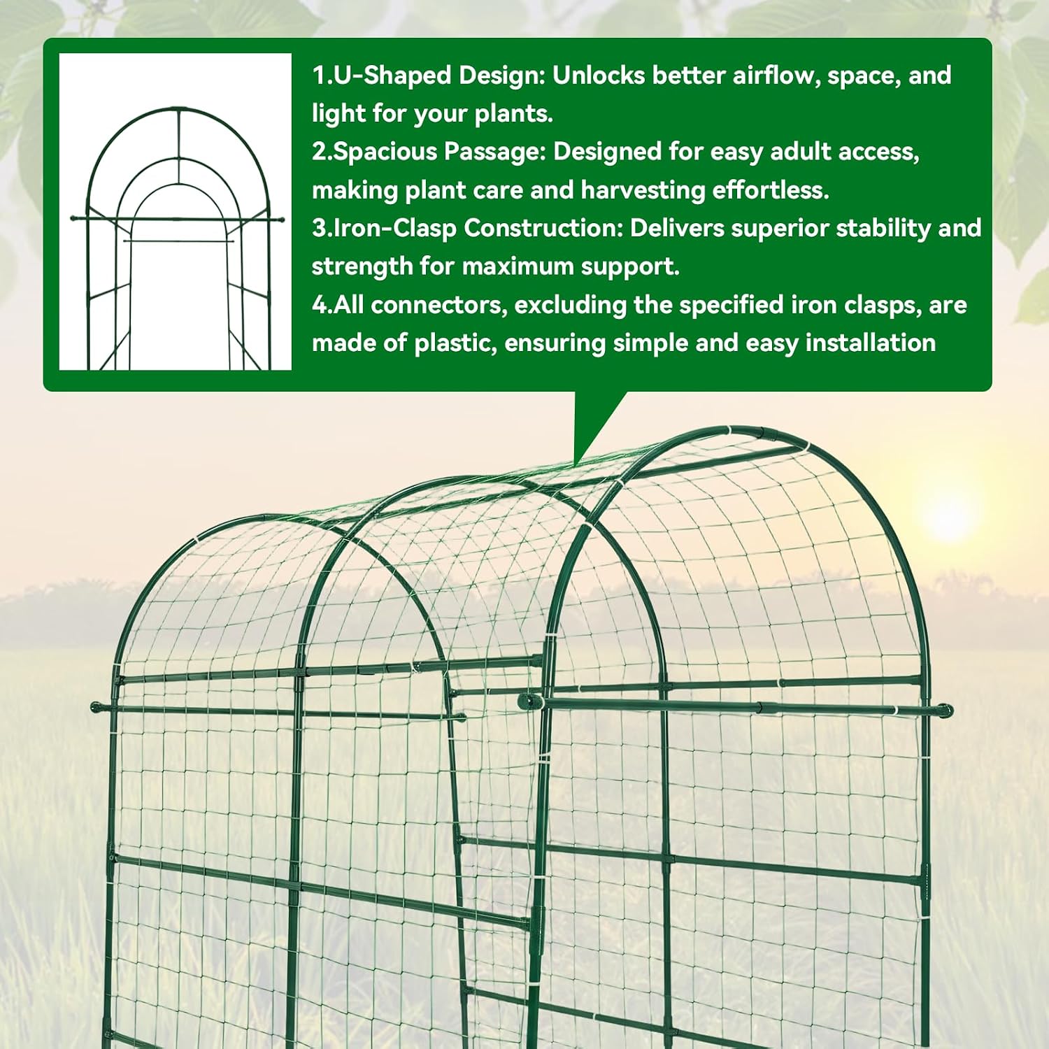 Garden Arch Trellis for Climbing Plants Outdoor - 83" H*71" W*43" L Large Rustproof Garden Trellis, Heavy Duty Grape