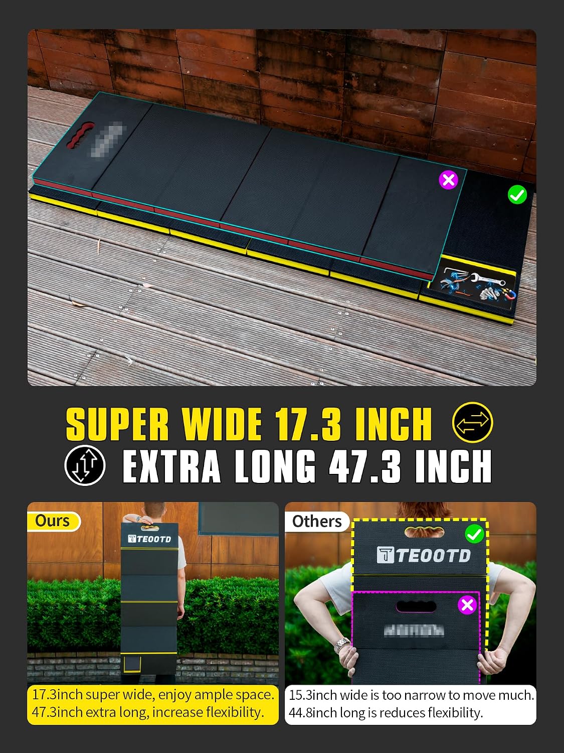 1.2" Extra Thick Foldable Mechanic Mat, Kneeling Pad with Magnetlc Tool Compartment, Waterproof Comfortable EVA Mat