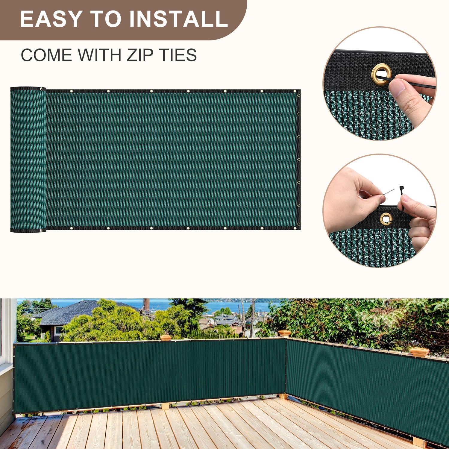 6X50FT Privacy Screen Fence, Heavy Duty Fencing Shade Cover, 170GSM 90% Blockage Mesh Shade Net for Wall Garden Yard