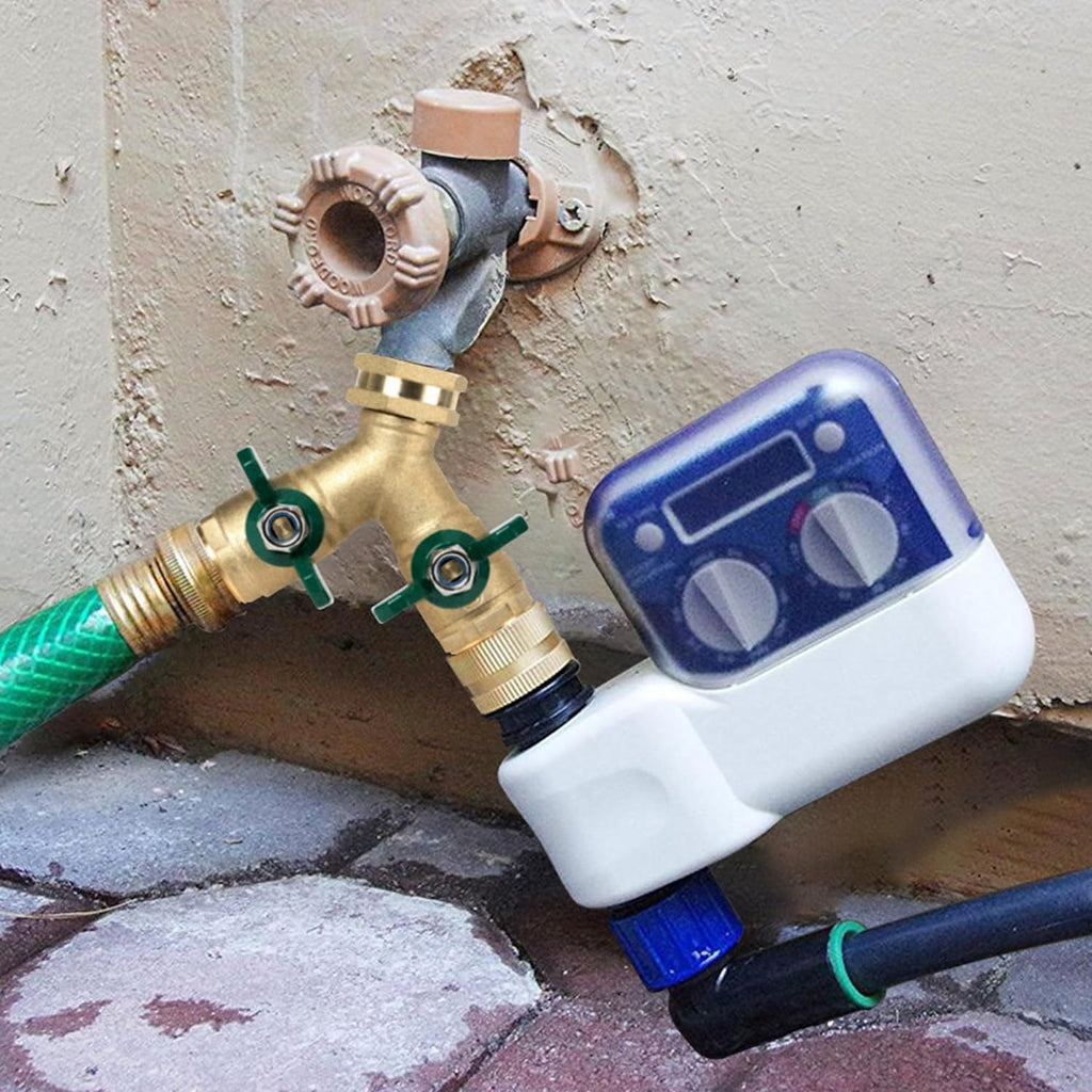 Garden Hose Splitter Full Flow, Brass Heavy Duty Hose Splitter 2-Way High Flow, All Metal Hose Y Splitter with Shutoff