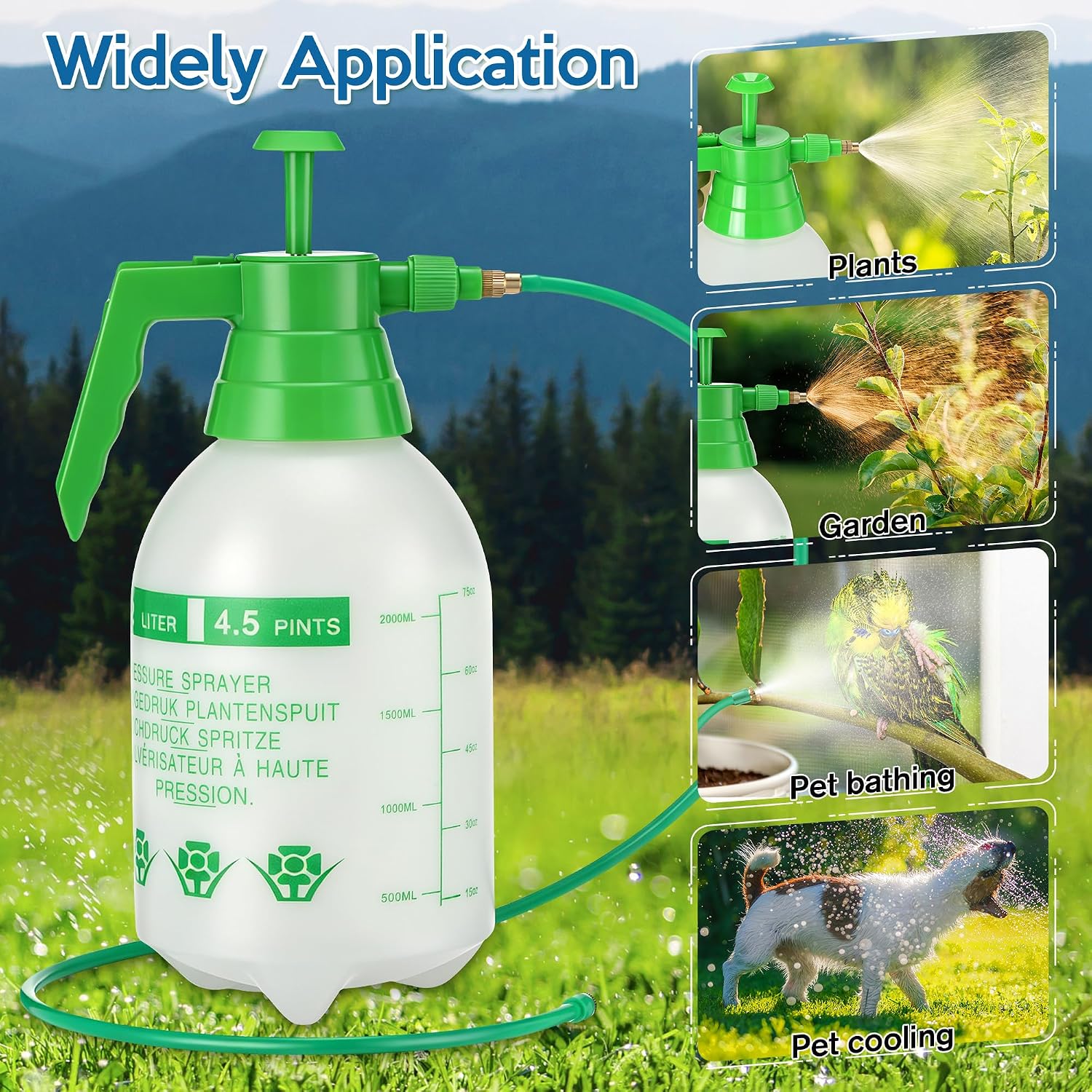Personal Mister, 2 in 1 Water Spray Bottle with 3.3ft Mist Line, 2L,Green | Portable Cooling Mister With Shoulder