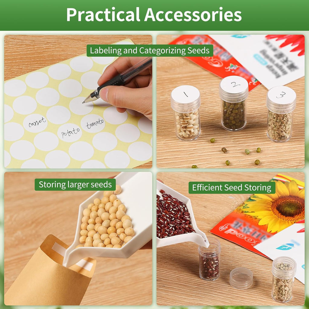 Seed Storage Box, Portable Seed Saving Box, Sturdy Seed Organizer Kit Seed Envelopes Funnel Label, Seed Container for