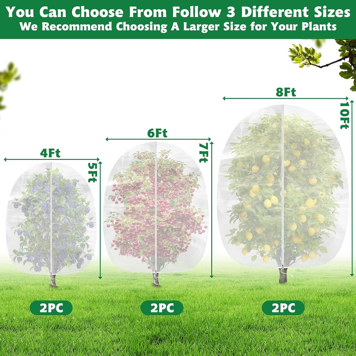 Evoio Bird Netting for Garden Plant Fruit Tree Protection Large Blueberry Bushes Netting Covers Bags with Zipper, 4 x 5
