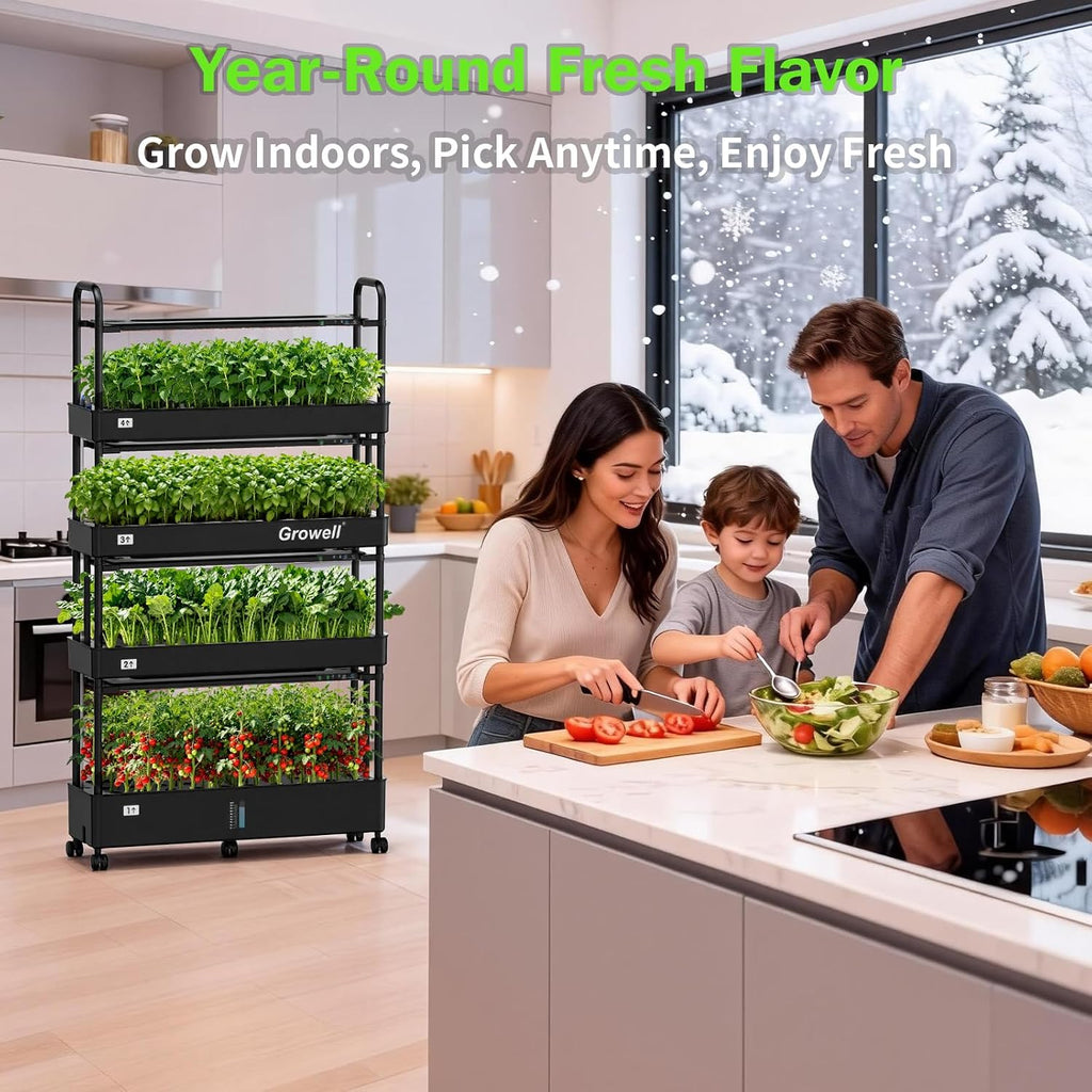 Growell Large Hydroponics Growing System Kit, 120 Pods Vertical Indoor Herb Garden Kit with 2 Light Modes & Auto