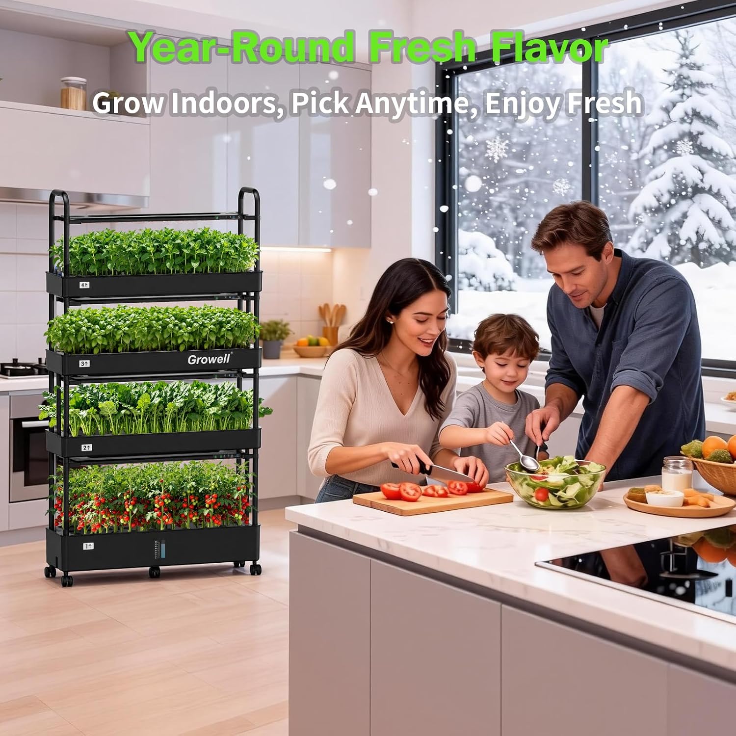Growell Large Hydroponics Growing System Kit, 120 Pods Vertical Indoor Herb Garden Kit with 2 Light Modes & Auto