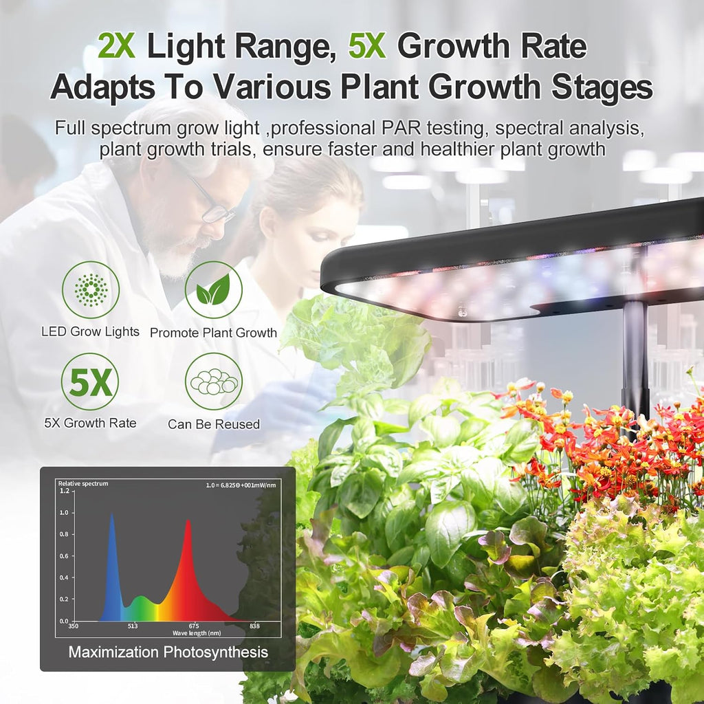 Hydroponics Growing System – Indoor Herb Garden w/Grow Light | Style of Clay Pebbles, w/ Premium Growth Lamp & Smart