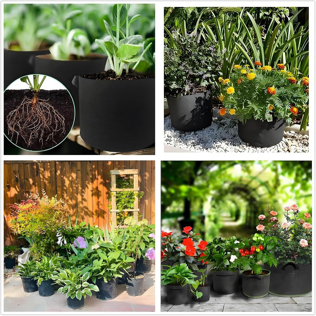 ANSLYQA 10-Pack 10-Gallon Grow Bags | Thickened Aeration Fabric Growing Pots Planters with Handles for Planting