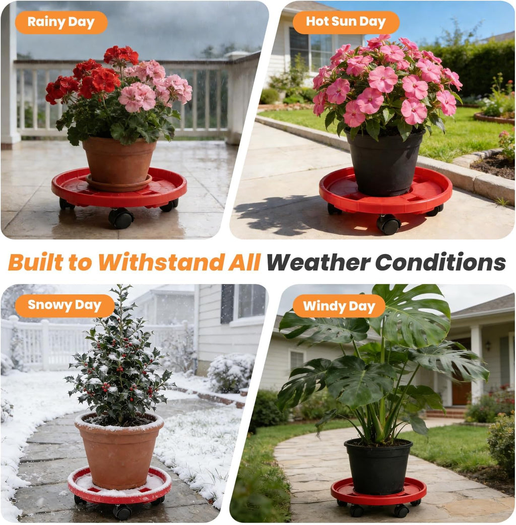 4-pack 17.3" Extra-large Plant Caddy with Wheels Plastic Plant Dolly with Casters Flower Pot Mover Rollers Wheeled