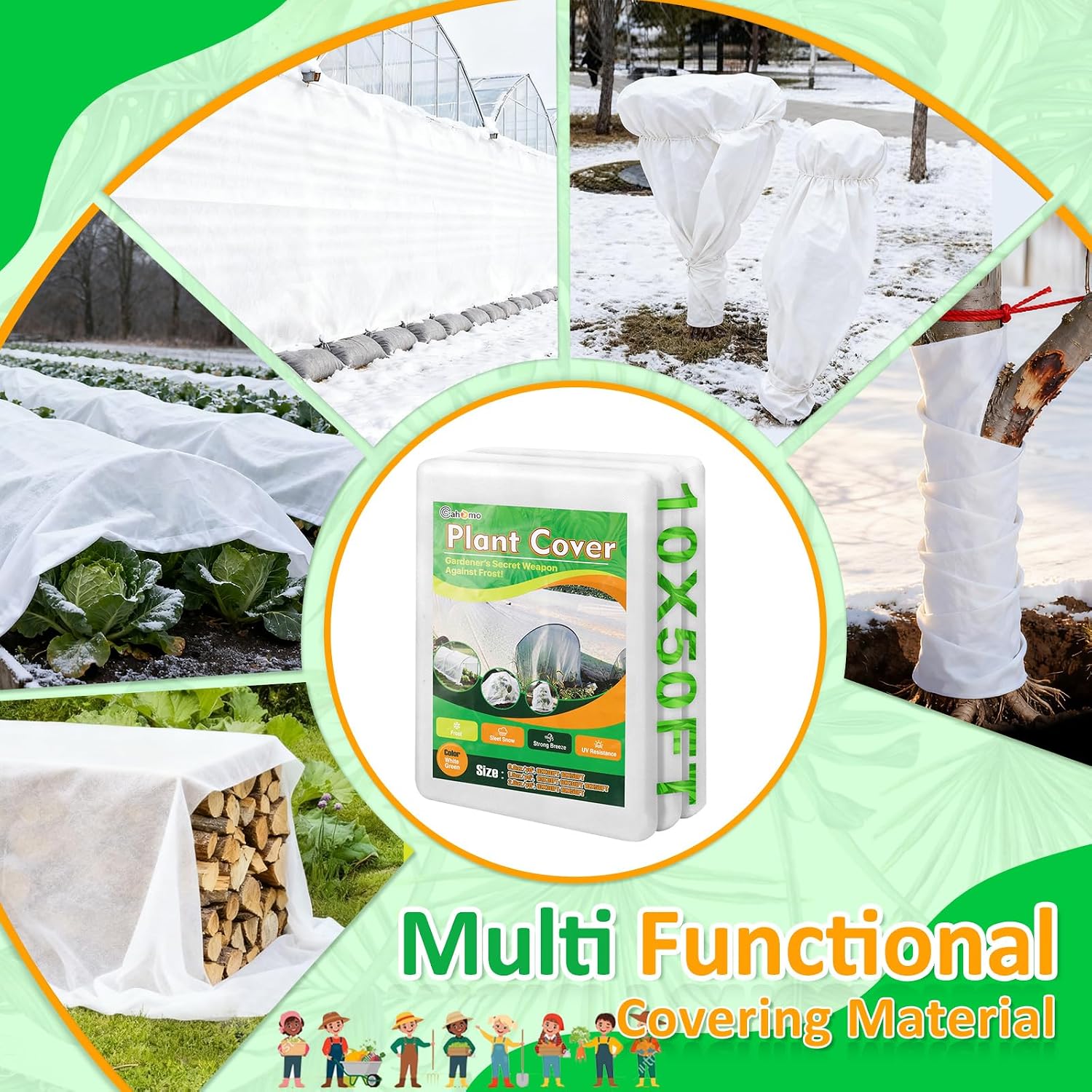 White Plant Covers Freeze Protection, 10 x 50 ft - 2 oz/yd² Frost Cloths for Outdoor Plants, Tree Covers Freeze
