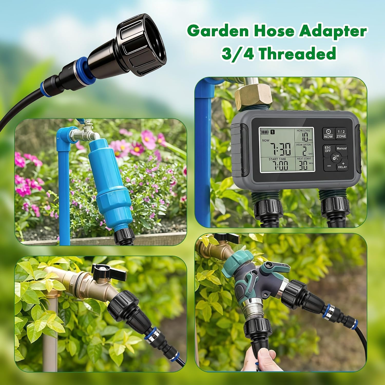 360° Adjustable Drip Irrigation System, 49FT Garden Watering System with 15 Nozzles, Water Sprinkler for Garden, Yard