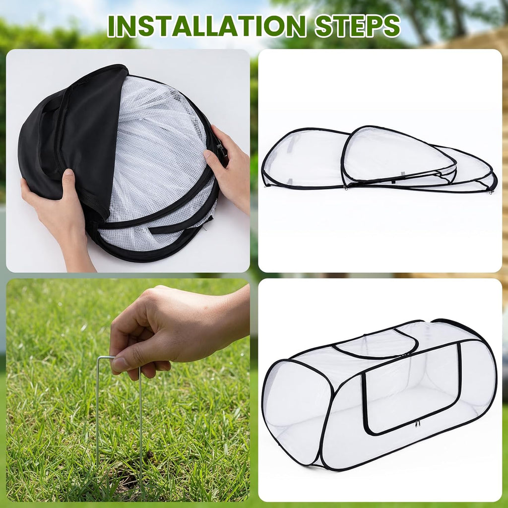 Garden Plant Cover for Raised Beds, 45''x19.6''x17.7'' Garden Row Plants Cover with Storage Bag, Stakes for Protecting