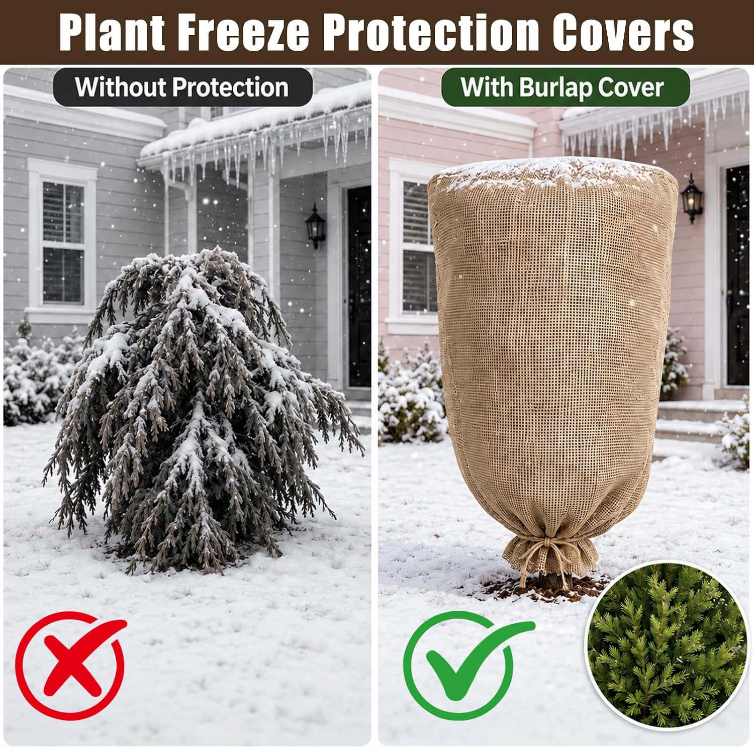 1Pcs 45.3x70.9in Winter Burlap Plant Cover Bags with Drawstring for Warmth | Reusable Plant Frost Protection for Fruit