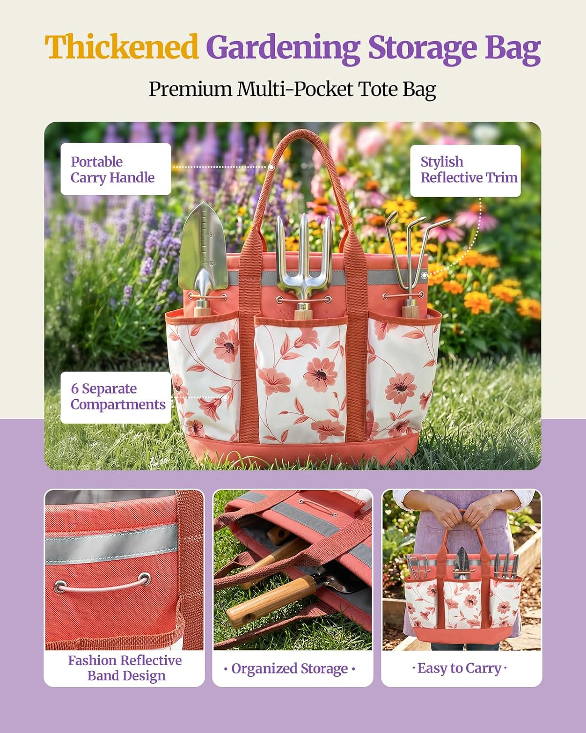 10Pcs Garden Tool Set, Rust-Proof Stainless Steel, Ash Wood Handles, Pink | High-Hardness Tool Heads, Reinforced