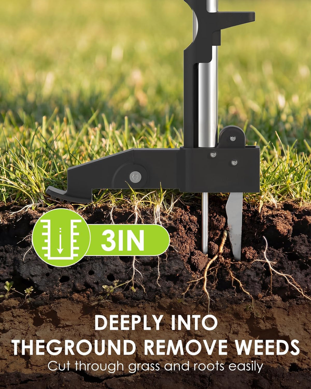 Luvenia Heavy Duty Stand Up Weed Puller Tool, Weed Removal Tool with 41.3" Long Handle & 4 Claw Steel Head, Garden Hand