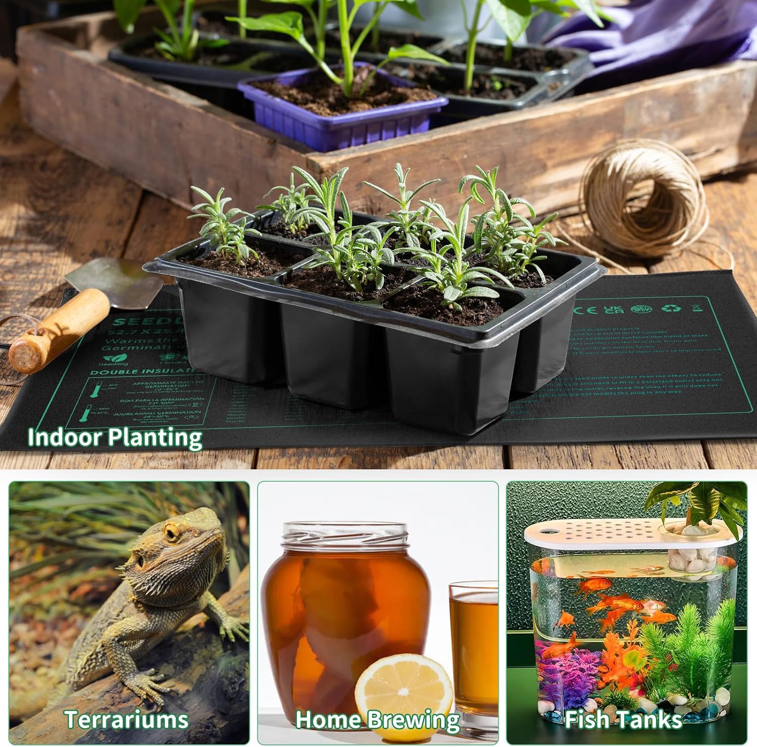Seedling Heat Mat 6 Pack Durable Waterproof Plant Heating Pad 10"x 20.75" for Germination, Indoor Gardening, Greenhouse