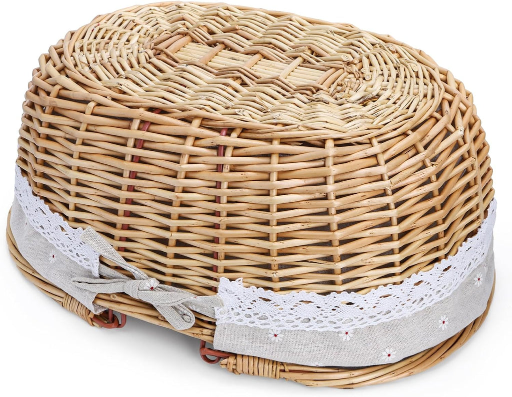 Dicunoy Wicker Picnic Basket with Handle, Large Empty Gift Basket to Fill, Open Top Market Harvest Baskets for Garden