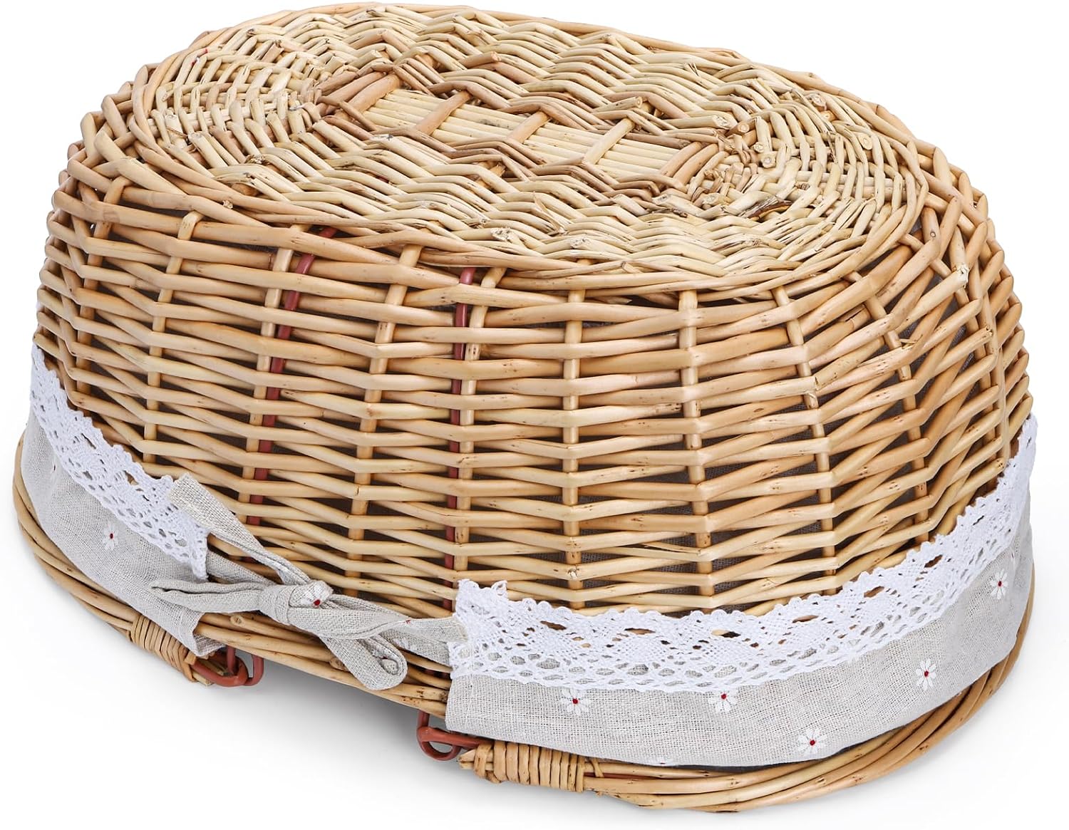 Dicunoy Wicker Picnic Basket with Handle, Large Empty Gift Basket to Fill, Open Top Market Harvest Baskets for Garden