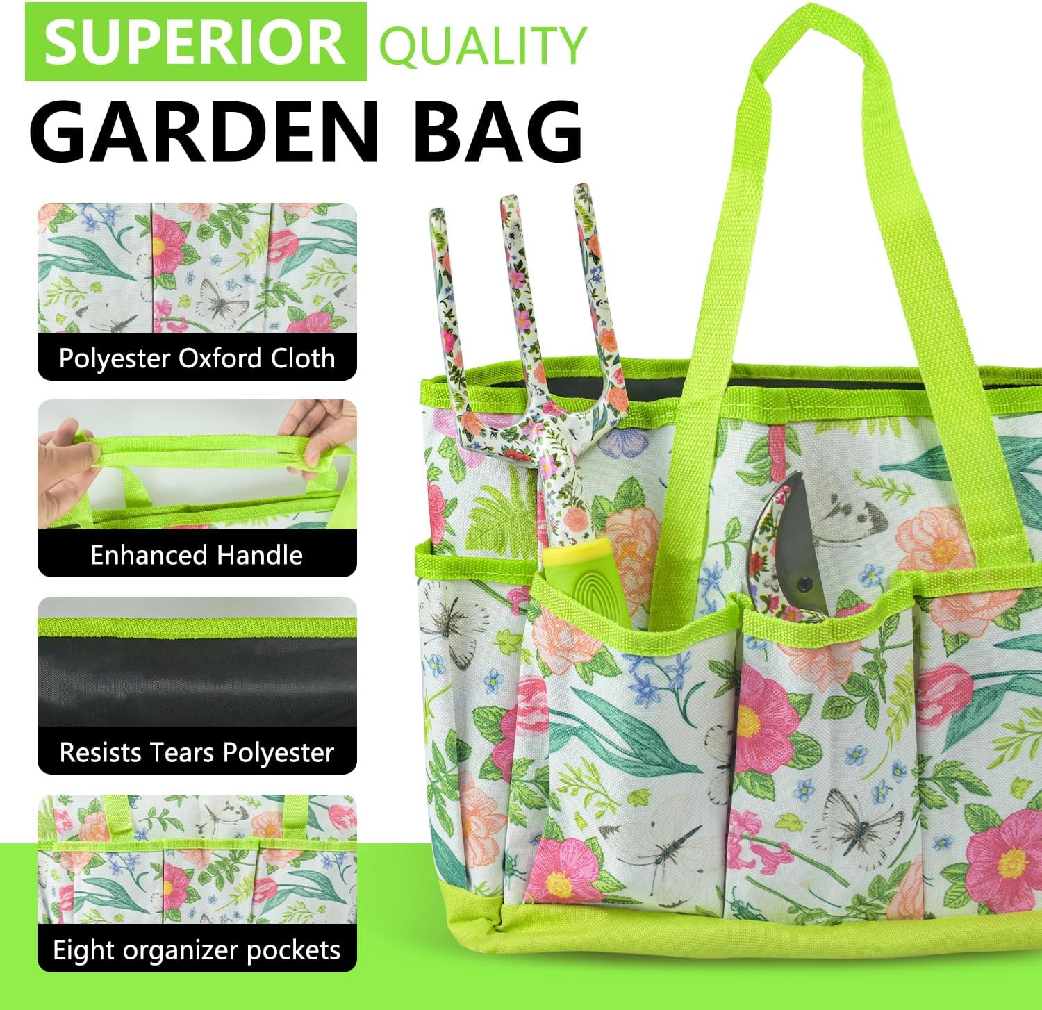 Garden Tool Set 9 Piece Heavy Duty Aluminum Gardening Hand Tools Kit Cute Gardening Supplies with Non-Slip Rubber Grip