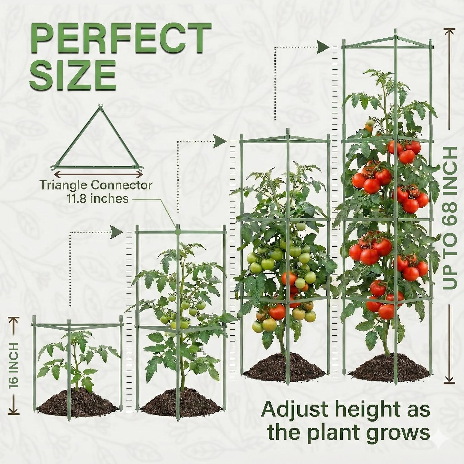 K-Brands Tomato Cage - Tomatoes Plant Stakes Support Cages Trellis for Garden and Pots (3 Pack - Extra Tall Upto 68