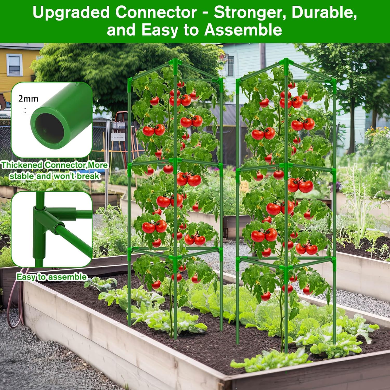 6 Pack Tomato Cages for Garden, Tomato Cage Trellis, Garden Cage Heavy Duty | Tomato Stake Support, Garden Stakes Plant