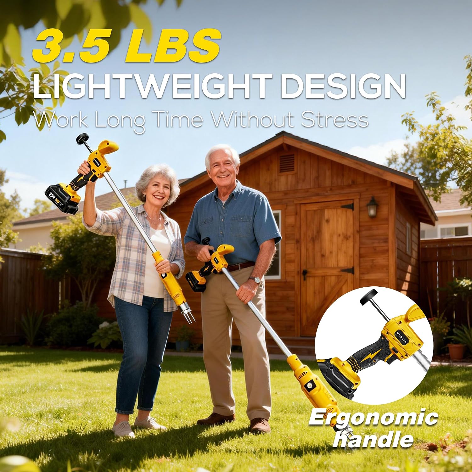 LITEKON Electric Cordless Weed Puller Tool, 20V Battery Powered Stand Up Weeder with 2.0Ah Battery & Fast Charger