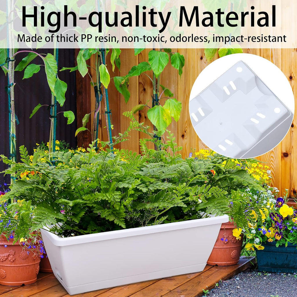 CHUKEMAOYI Window Box Planter, 7 Pack Plastic Vegetable Flower Planters Boxes 17 Inches Rectangular Flower Pots with