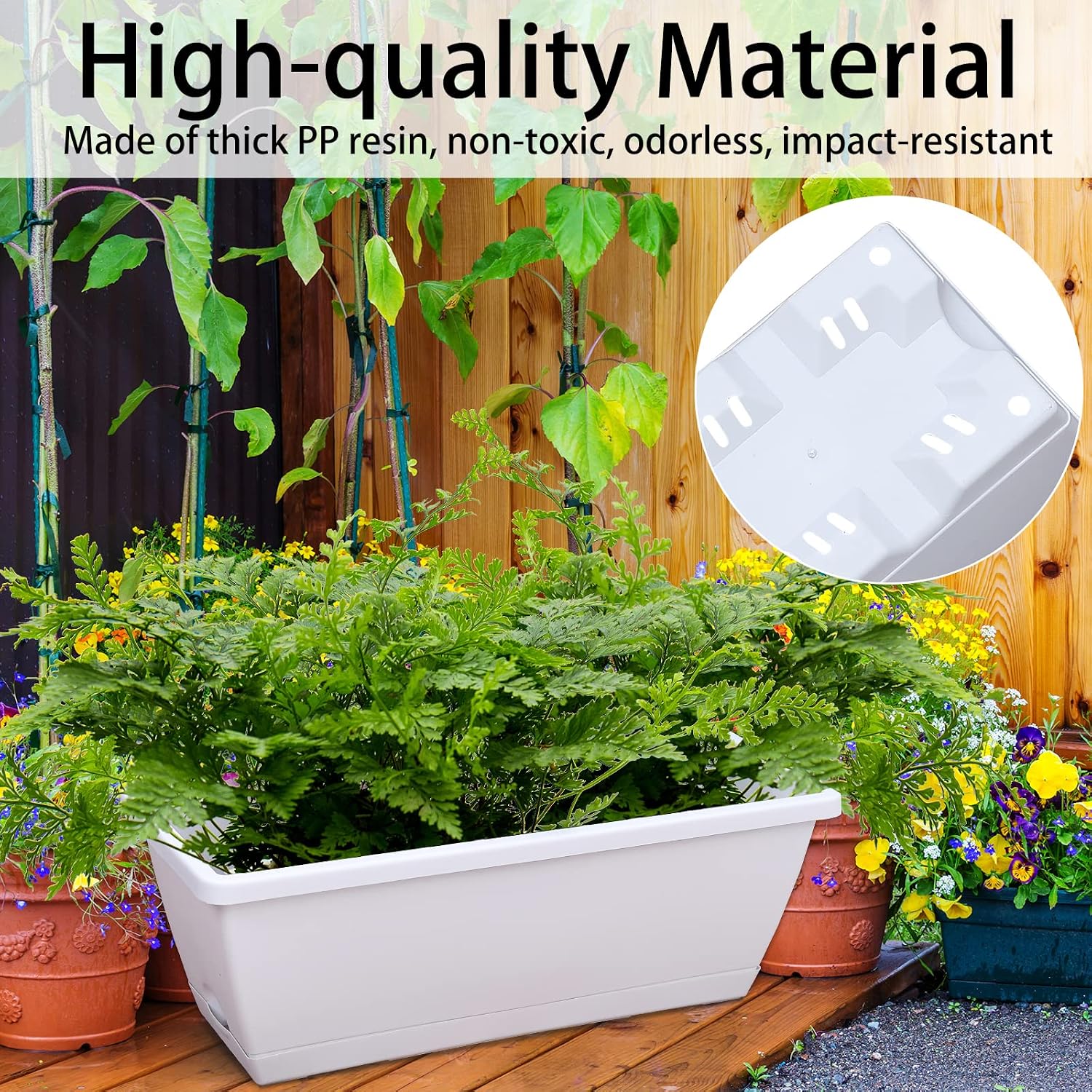 CHUKEMAOYI Window Box Planter, 7 Pack Plastic Vegetable Flower Planters Boxes 17 Inches Rectangular Flower Pots with