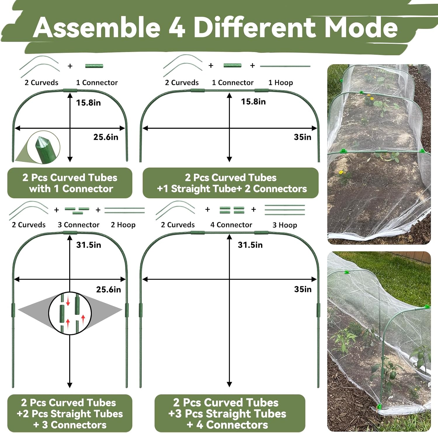 Garden Mesh Netting Kit for Raised Beds, 10 * 30 FT Ultra Fine Plant Netting Covers with 6 Pcs Wide Garden Hoops & 12