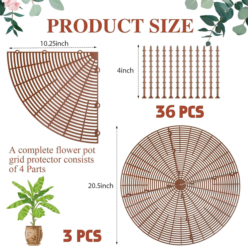 Sawysine 3 Pcs Plant Pot Cover Plant Protector from Animal Flower Pot Grid with Center Cutout Flower Cover Soil