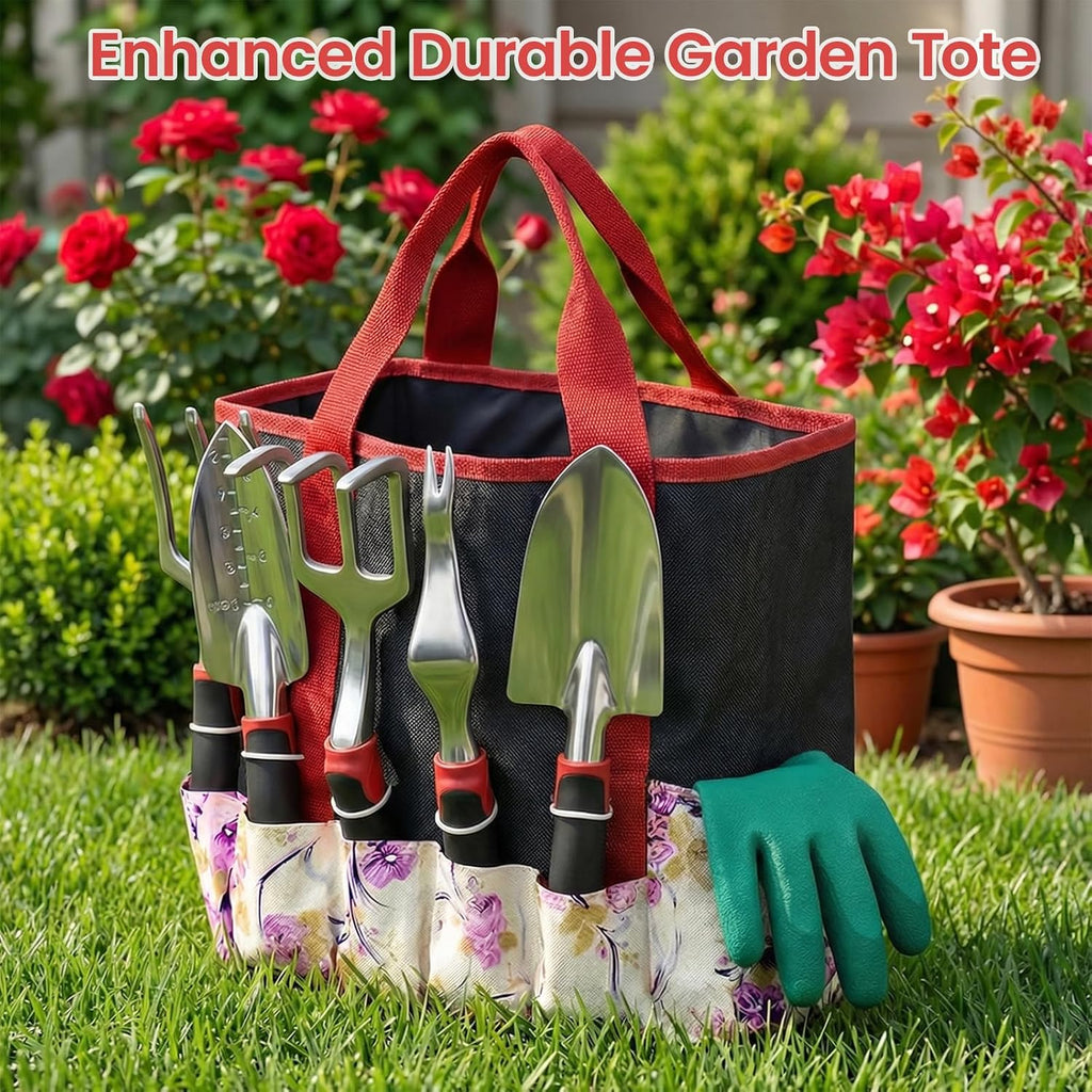 Tudoccy 30-Piece Garden Tool Set, Stainless Steel with Tote Bag | Non-slip ergonomic rubber handles, ideal gift for