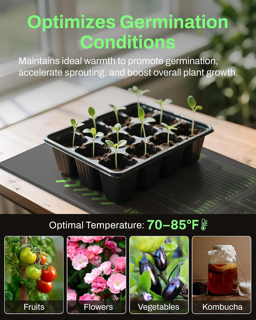BN-LINK 10" x 20.75" Seedling Heat Mats for Seed Starting Plant Germination | 4 Pack Durable Waterproof Warming Mat