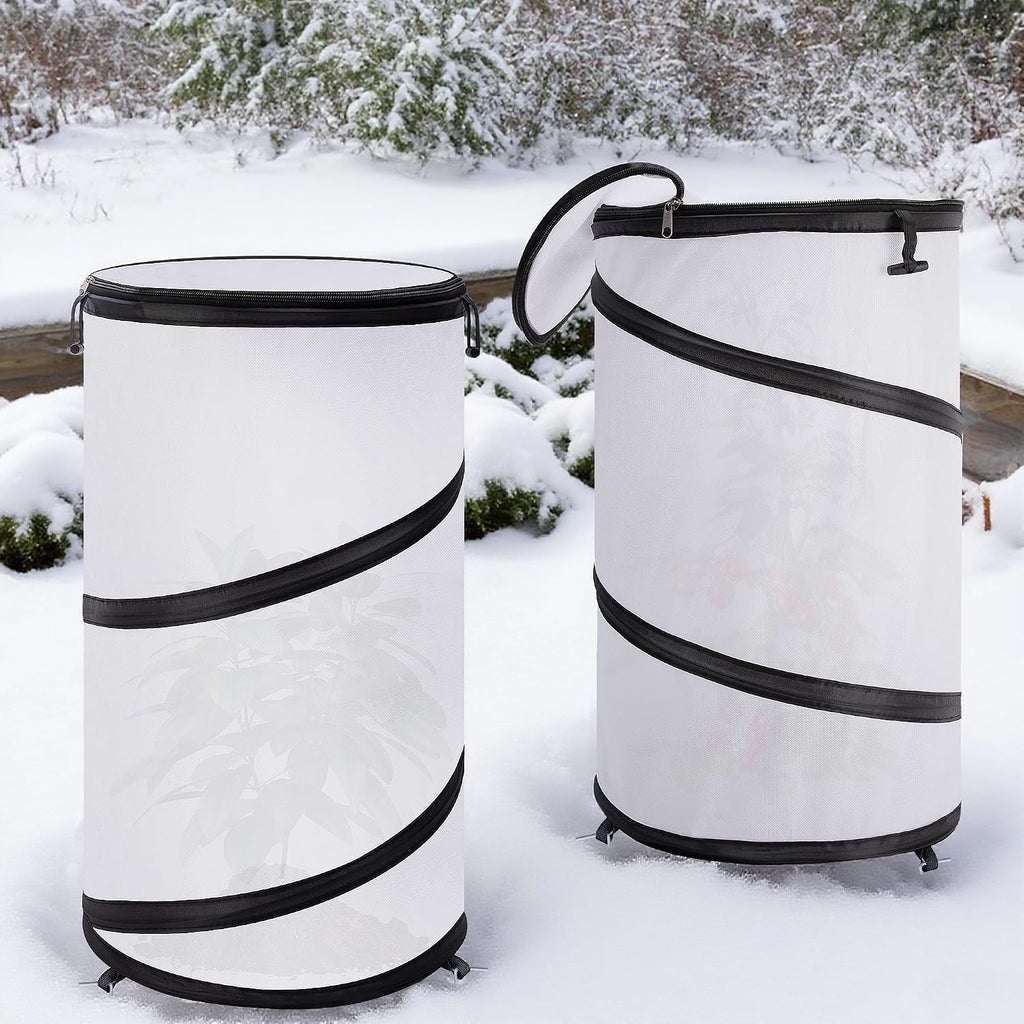 2 Pcs Pop Up Winter Frost Plant Cover, 20 x 12 Inch Round Garden Plants Freeze Protection Tent, Foldable Warm Plant