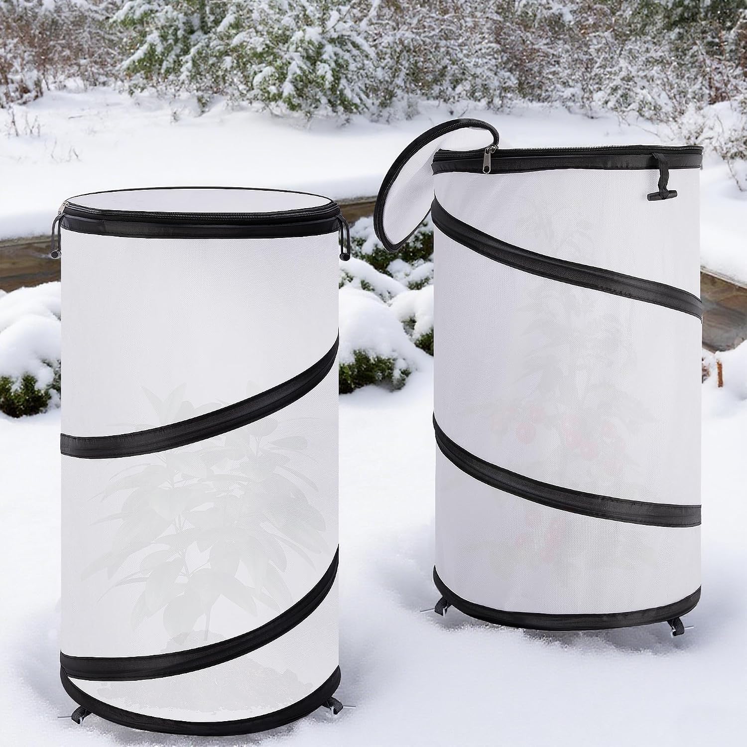 2 Pcs Pop Up Winter Frost Plant Cover, 20 x 12 Inch Round Garden Plants Freeze Protection Tent, Foldable Warm Plant
