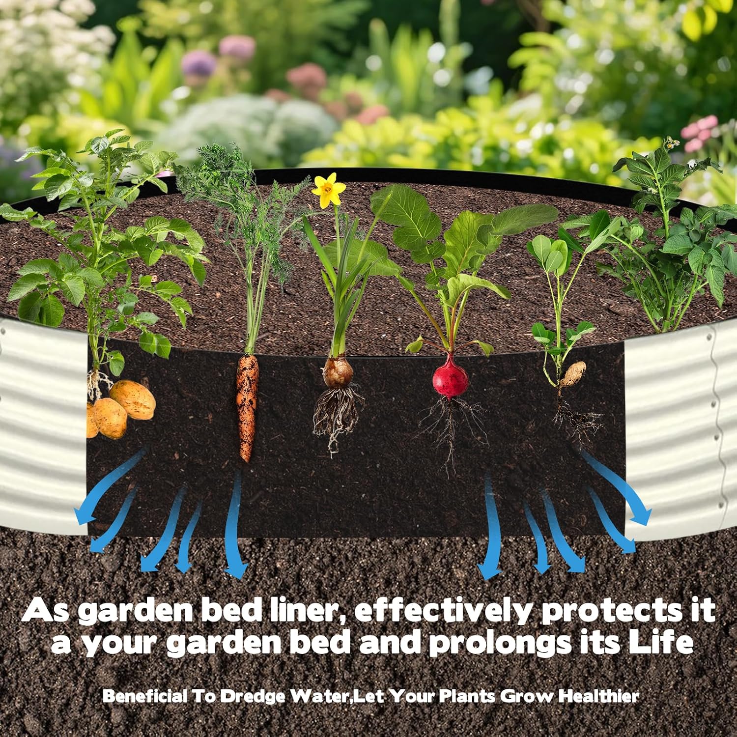 2 Sets Raised Garden Bed Liner Bag, 4 x 2 x 1 ft Oval Breathable Grow Bed Fabric Liners with Clips Gloves, Garden Grow
