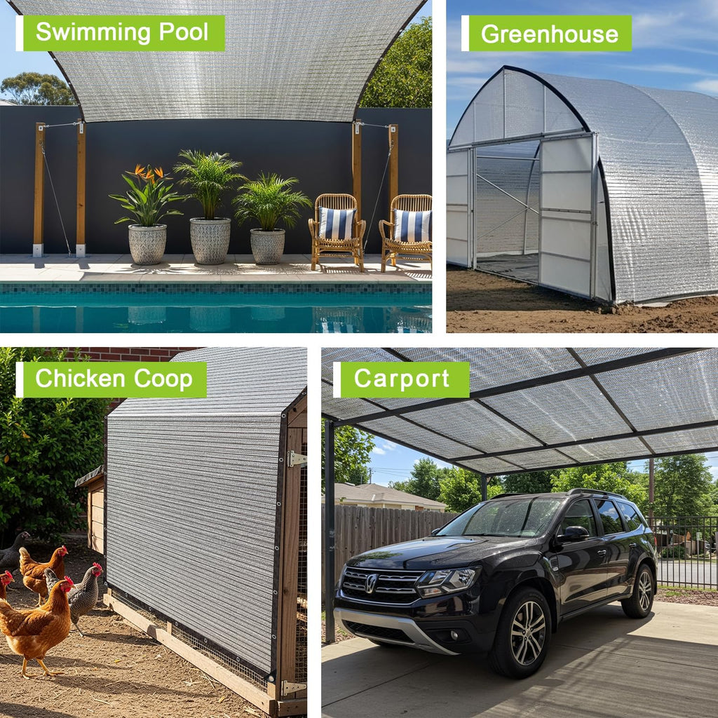 SUNNY GUARD 85% Aluminum Sun Shade Cloth, 20x20FT Heat Reflective Tarp | Reflective Aluminum Shade Cloth Blocks 85%