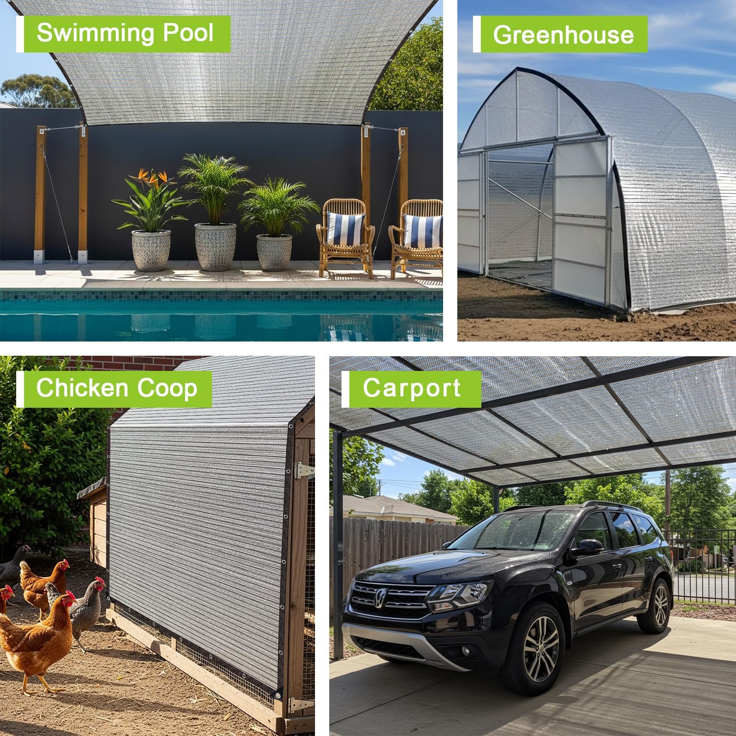 SUNNY GUARD 85% Aluminum Sun Shade Cloth, 20x20FT Heat Reflective Tarp | Reflective Aluminum Shade Cloth Blocks 85%