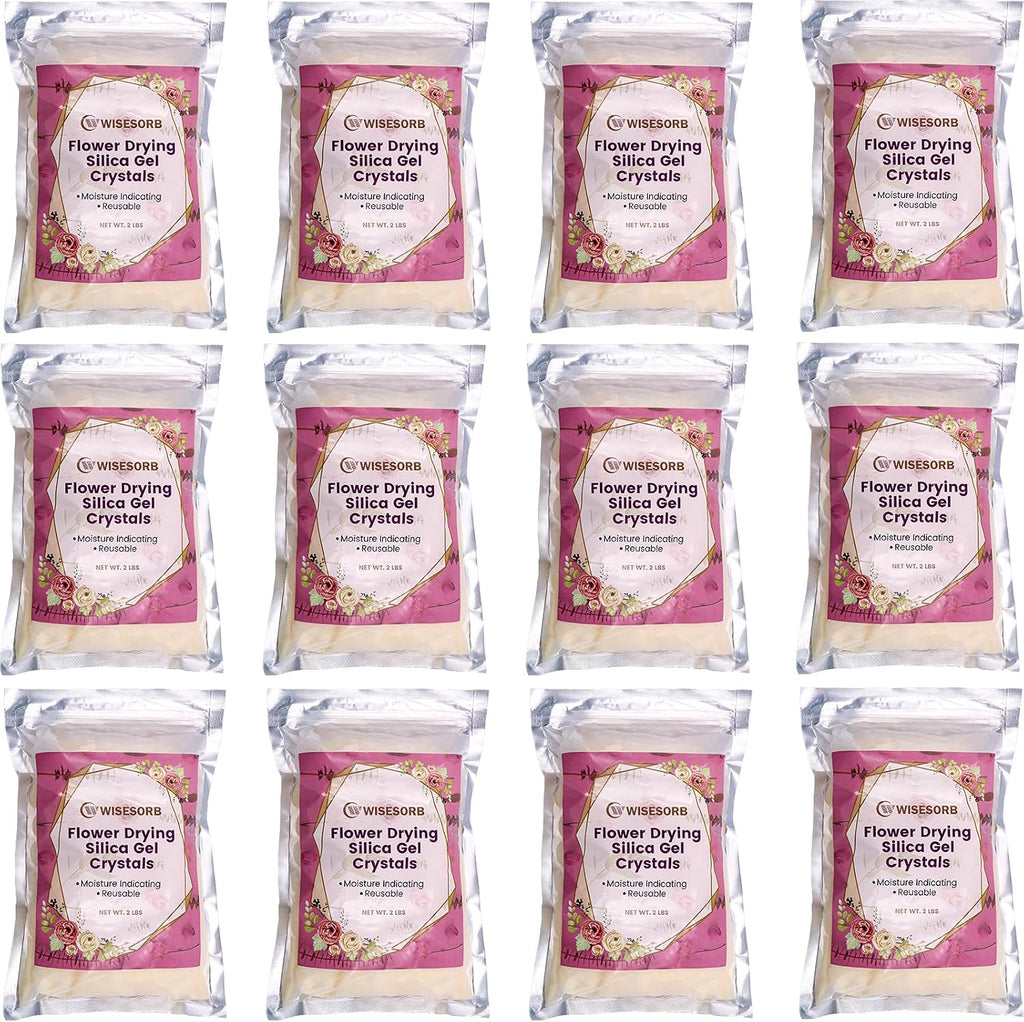 Wisesorb (NET 24 LBS) Silica Gel Flower Drying, Silica Gel Flower Drying Crystals, Color Indicating Flower Drying Silica, Reusable Silica Gel for Drying Flowers
