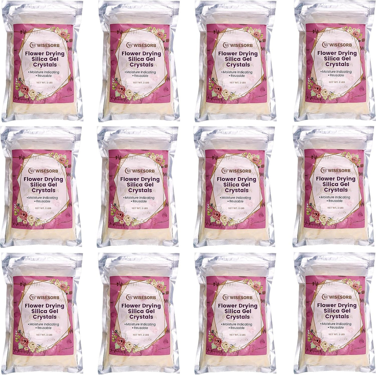 Wisesorb (NET 24 LBS) Silica Gel Flower Drying, Silica Gel Flower Drying Crystals, Color Indicating Flower Drying Silica, Reusable Silica Gel for Drying Flowers